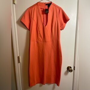 NWT Ashley Stewart Coral Deep V-Neck Cap sleeve Bodycon dress in 14/16